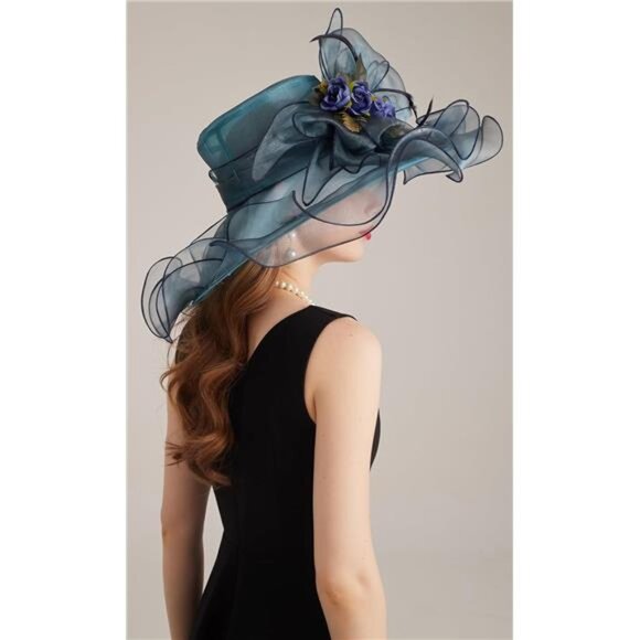 Women's Kentucky Derby Church Dress Hat 02-darkblue - Picture 7 of 7